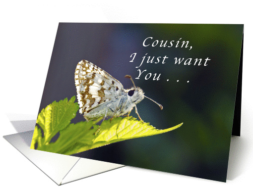 Cousin, Just Want You to Get Well Soon, grizzled butterfly card
