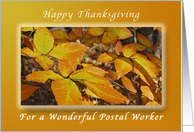 Happy Thanksgiving for a Postal Worker, Autumn Beech Leaves card