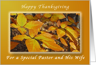 Happy Thanksgiving for a Pastor & His Wife, Autumn Beech Leaves card