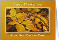 Happy Thanksgiving from Our Home To Yours, Autumn Beech Leaves card