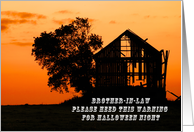 Happy Halloween for a Brother-in-Law, Silhouetted Barn and Tree card