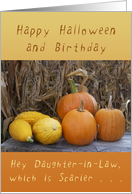 Happy Halloween Birthday for a Daughter-in-Law, Pumpkins and Squash card