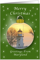 Merry Christmas from Maryland, Lighthouse Ornament card