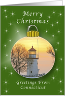Merry Christmas from Connecticut, Lighthouse Ornament card