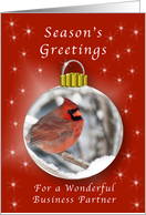 Season’s Greeting Cardinal Ornament for a Business Partner card