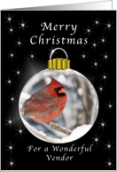 Ornament Season’s Greeting Cardinal for a Vendor, Black Background card