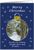 Merry Christmas, Brother & Family, Far Away, Winter Ornament card