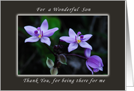 Thank You for a Wonderful Son, Wild Purple Orchids card