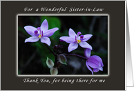 Thank You for a Wonderful Sister-in-Law, Wild Purple Orchids card