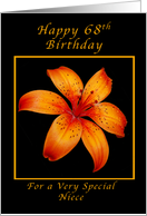 Happy 68th Birthday for a Niece Orange Lily card