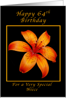 Happy 64th Birthday for a Niece Orange Lily card