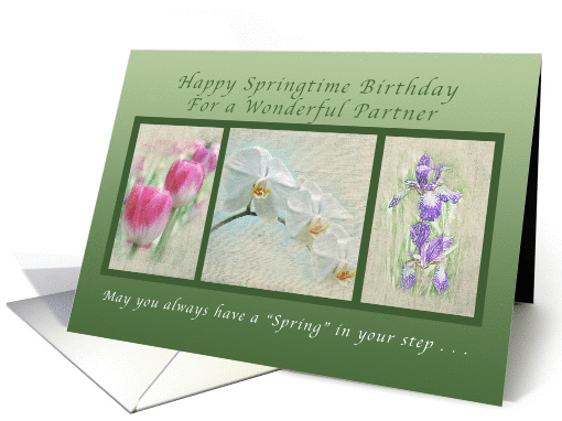 Happy Springtime Birthday for a Partner, Flower Collection card