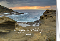 Happy Birthday Son, Tropical Hawaiian Sunset card