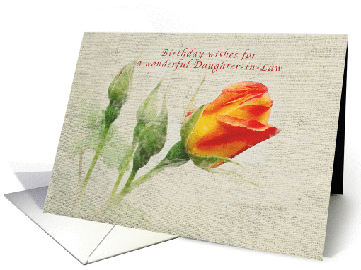 As the Sun Rises, Happy Birthday, Daughter-in-Law, orange rose card