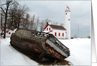 Sturgeon Point Lighthouse in Winter, Blank Note Card