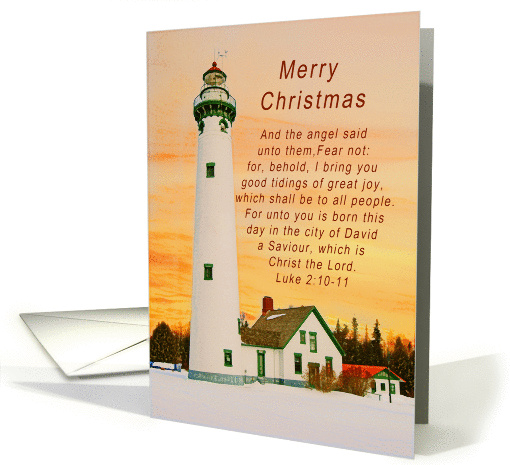 Merry Christmas, Lighthouse Winter Scene religious card (984139)