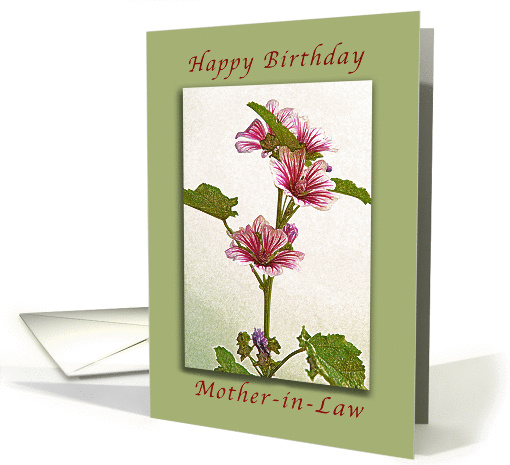 Happy Birthday Mother-in-Law, pink flowers card (990849)