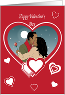 Valentine’s Day-Couple embrace under the moon and stars card