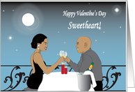 Valentine’s Day- Couple toasting under the moon and stars card