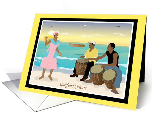 Garifuna Culture-Woman singing with drummers card (1042407)