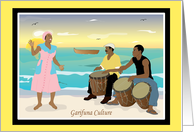 Garifuna Culture-Woman singing with drummers card