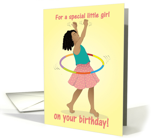 Birthday for girls - A beautiful girl playing with a large hoop card