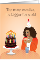 Birthday women - Women eating chocolate cake with many candles card