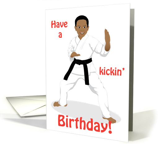 Birthday - Karate black belt handsome boy card (1425836)