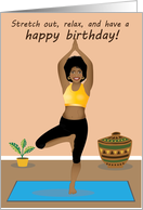 Birthday woman - Beautiful black woman with an afro doing yoga card