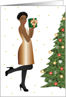 Christmas for her - Gorgeous and fashionable black woman at Xmas card