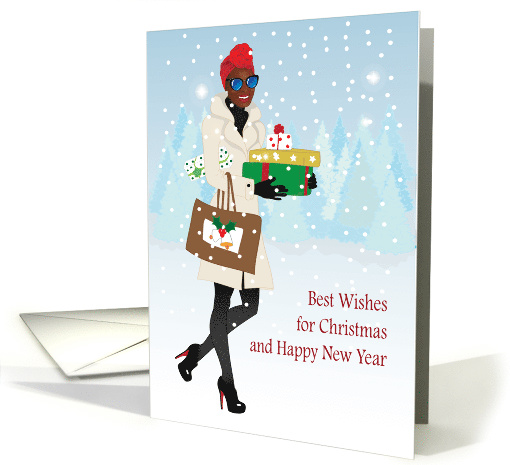 Christmas for her - Gorgeous black woman walking in snow... (1546090)