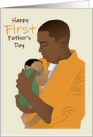 First father’s day an African American father carrying his baby card