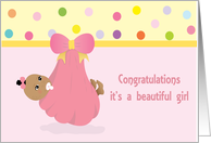 It’s a girl Card - Beautiful recently born girl in a stork pouch card