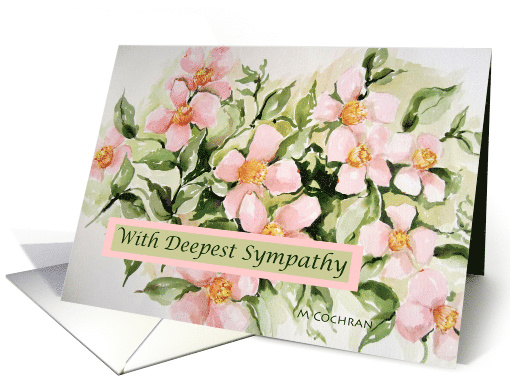 Deepest Sympathy Pink Dogwood Watercolor Painting card (1563022)
