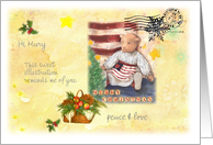 Patriotic xmas teddy bear, personalize name & message card