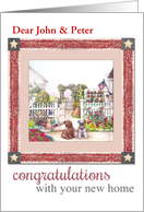 Congratulations on New Home, Stars and Stripes Personalize Name card