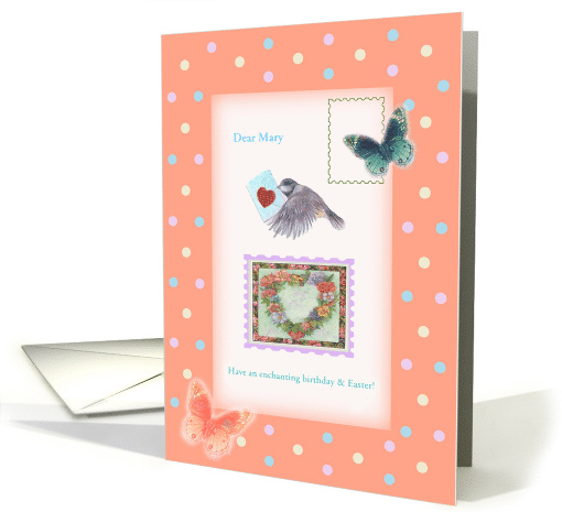 Name Specific illustrated Birthday on Easter card (1092490)