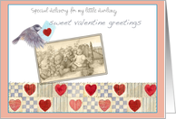 Vintage Valentine Illustrated Hearts for Granddaughter card