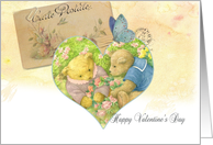 Vintage Valentine Illustrated Teddy Bears for Daughter card