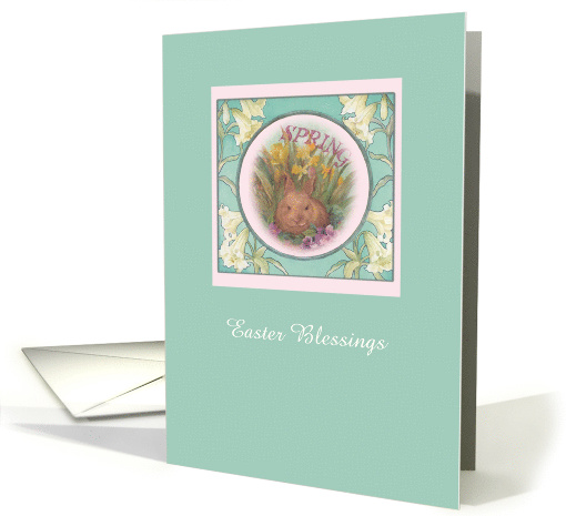 Easter Blessings Illustrated Bunny & Lily card (1247516)