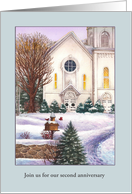 Illustrated Snow Cover Church Anniversary Invite card