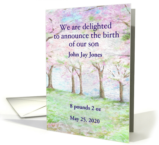 Custom Baby Announcement Spring Landscape card (1286048)