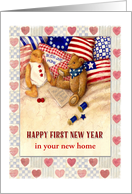 First New Year in New Home Patriotic Bears Custom Front card