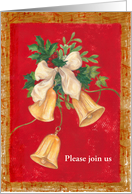 Custom Invitation with Christmas Bells and Holly card