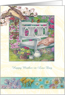 Mother in Law Illustrated Cat in Garden card