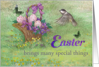 Easter Basket with Birdie Custom Front card