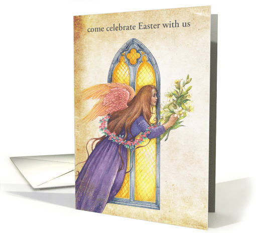 Church Service Spring Invite with Angel card (1563912)