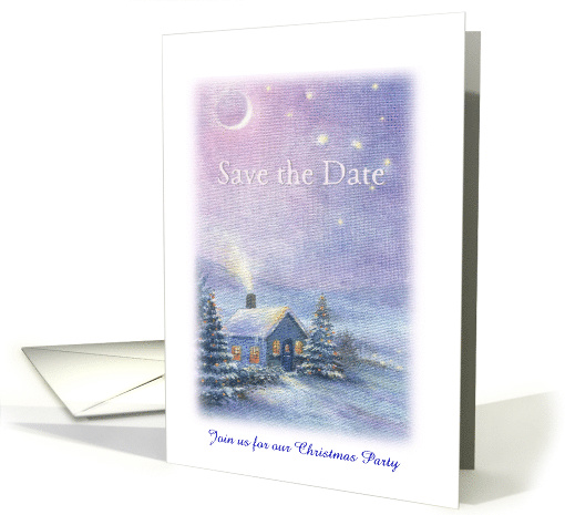 Save the Date Twinkling Christmas Cottage Party Invite card (1578540)