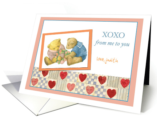 XOXO Custom Text Valentine, Hearts & Bears card (977645)