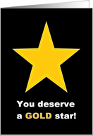 Congratulations - You deserve a GOLD star! (Black background) card